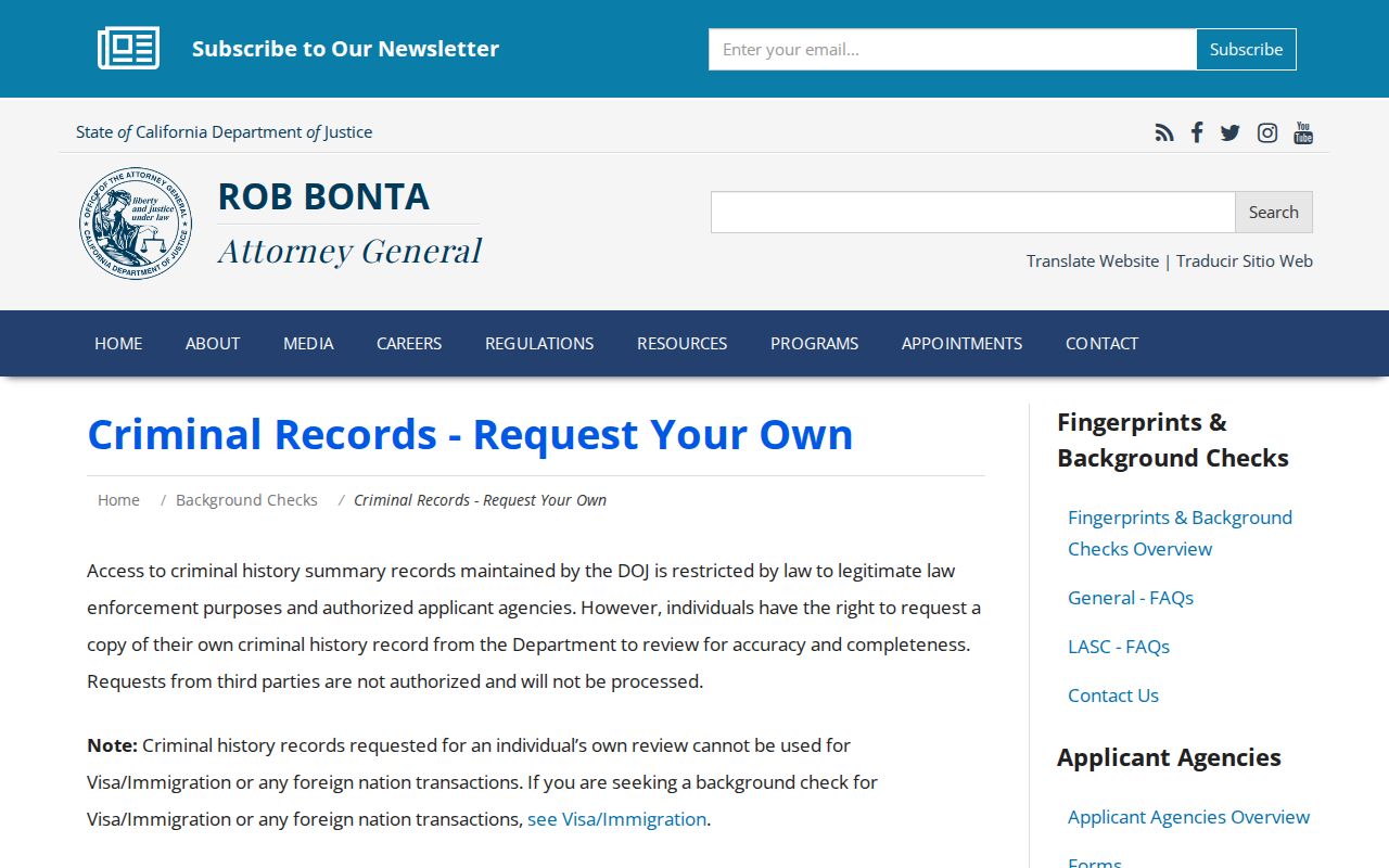 Alpine County arrest history California DOJ personal record review