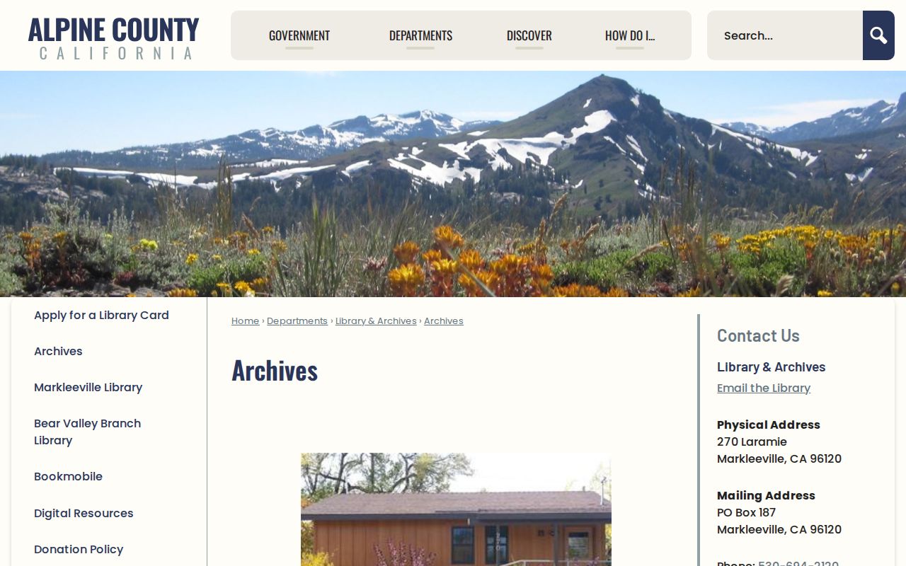 Alpine County historic criminal court and coroner records archive