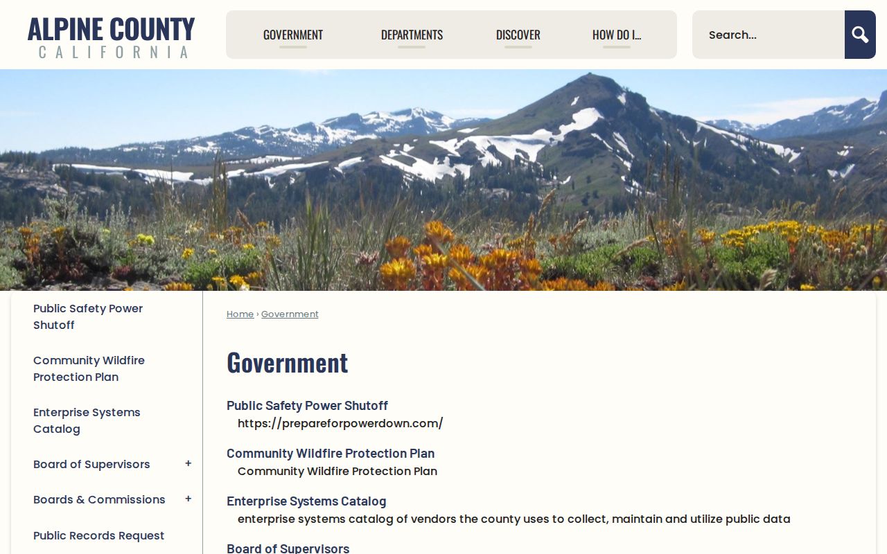 Alpine County government criminal records request link