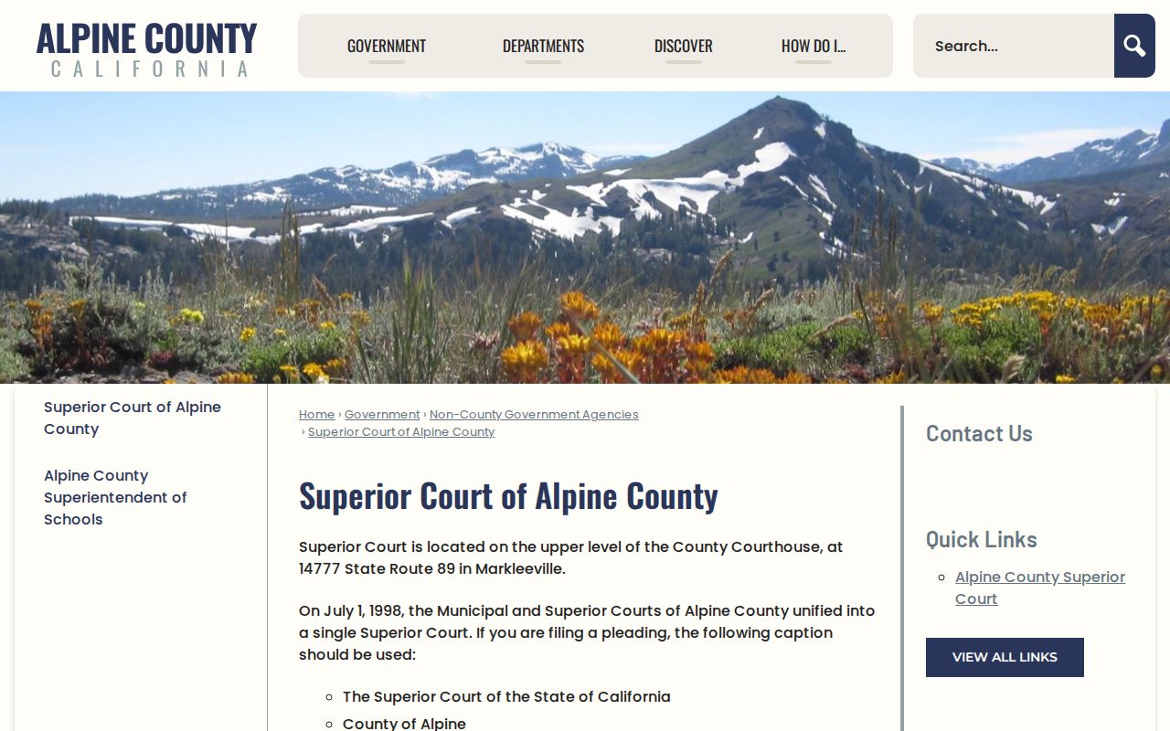 Alpine County criminal court record office information
